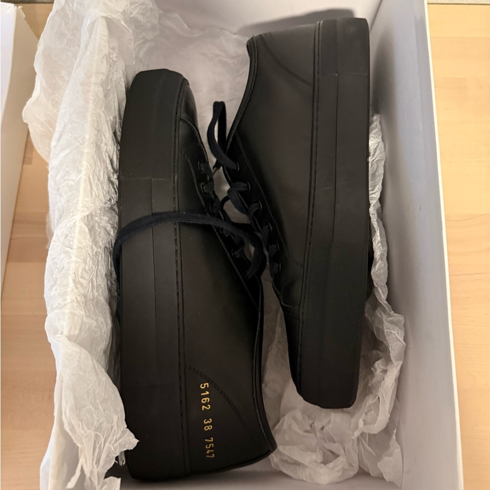 Common Projects Black Sneakers with Gold Accents
